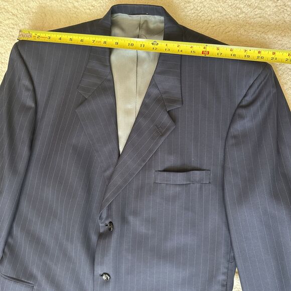 Holland and Sherry Navy Pin Stripe Blazer Jacket Mens 48L - Picture 2 of 14